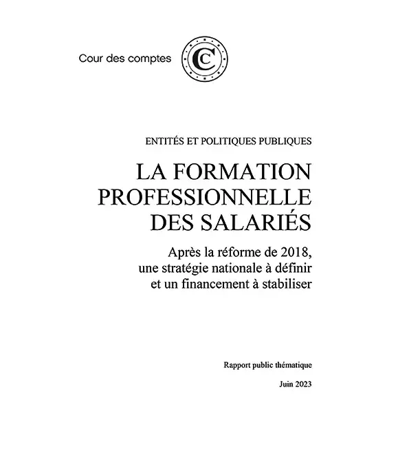 Rapport de la cour des comptes de 2023 relatif à la formation professionnelle des salariés.