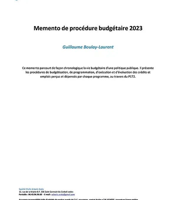 Mémento de procédure budgétaire 2023.
